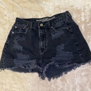High-Waisted Black Jean Shorts